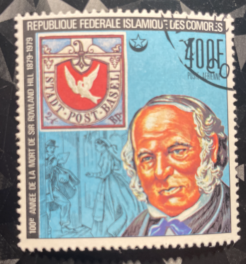 Timbre de poste aérienne commémoratif "Sir Rowland Hill et la Colombe de Bâle"