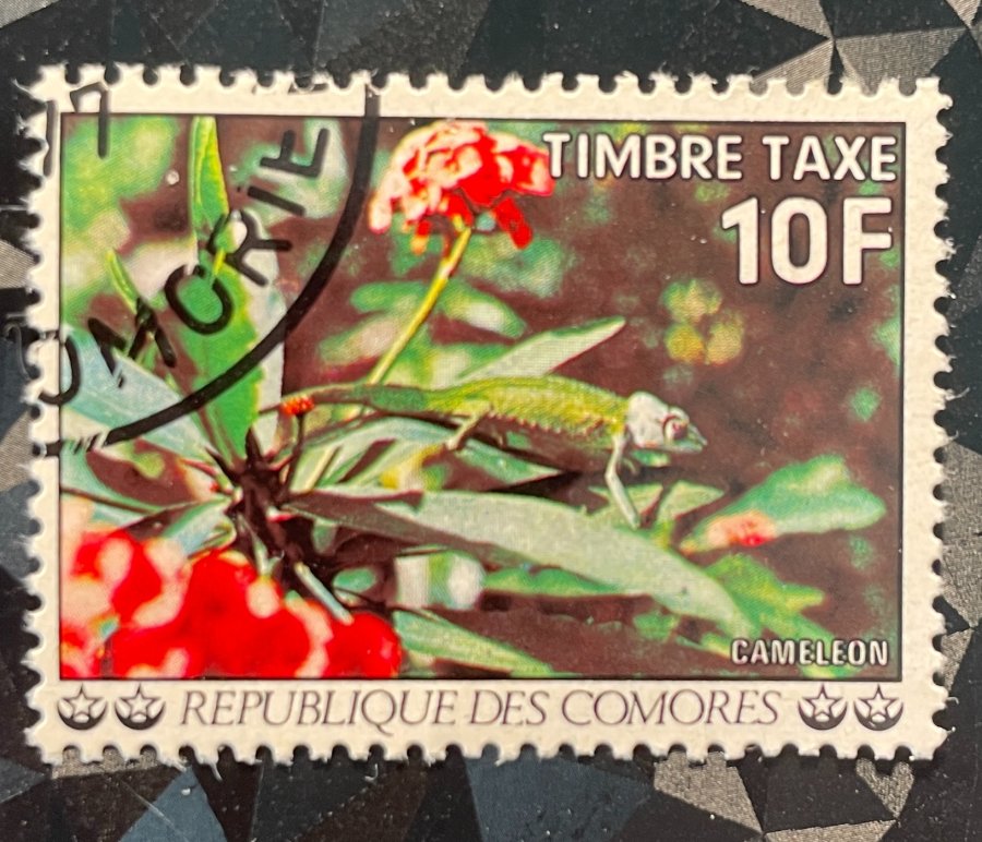 Timbre-taxe représentant un caméléon (Série Flore et faune)