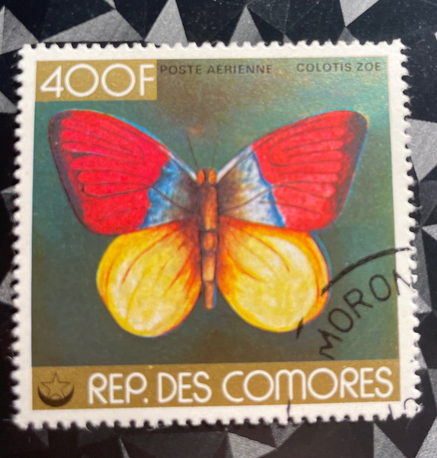 Timbre de poste aérienne représentant le papillon Colotis zoe