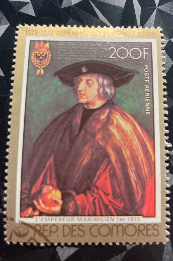 Poste Aérienne commémorant le 450e anniversaire de la mort d'Albrecht Dürer – Portrait de l'Empereur Maximilien Ier